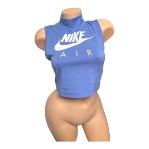 Nike Air mock neck tank small sleeveless T-shirt purple workout active crop top